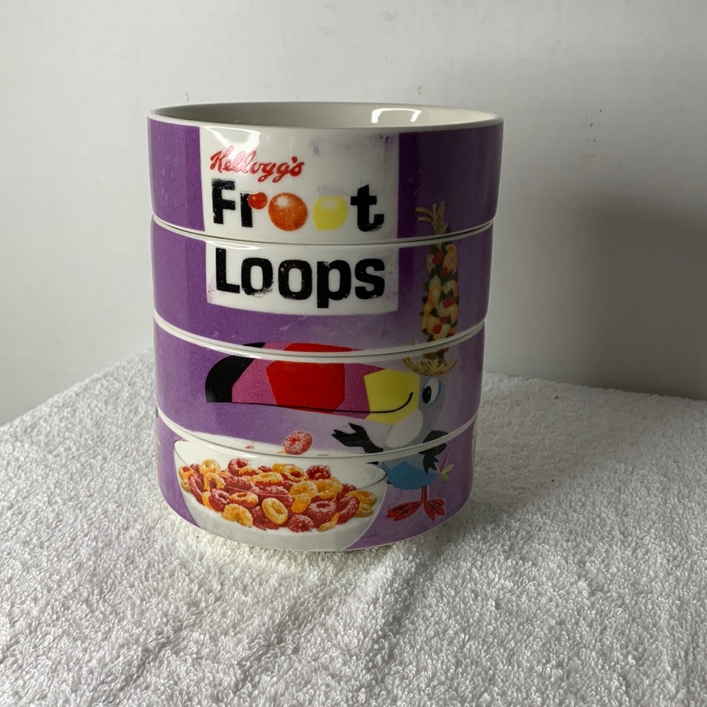 2008 Kellogs “Froot Loops” Cereal Bowls Set of 4